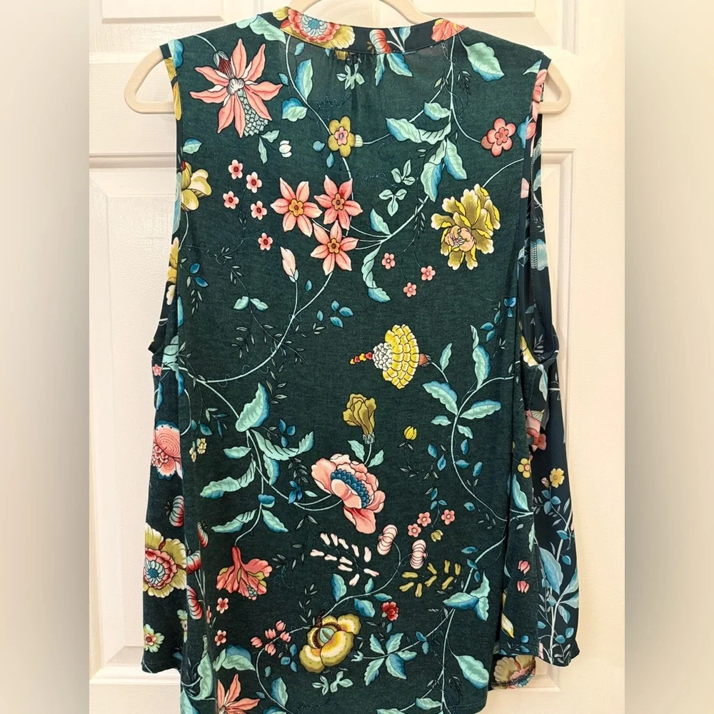 LOFT Floral Sleeveless Blouse - Dark Blue Multicolor - Picture 5 of 6